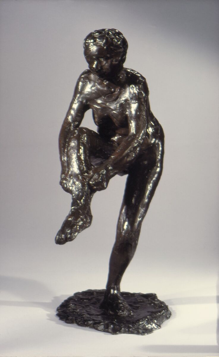 Dancer Putting on Her Stocking (Third State), Edgar Degas (French, Paris 1834–1917 Paris), Bronze, French 