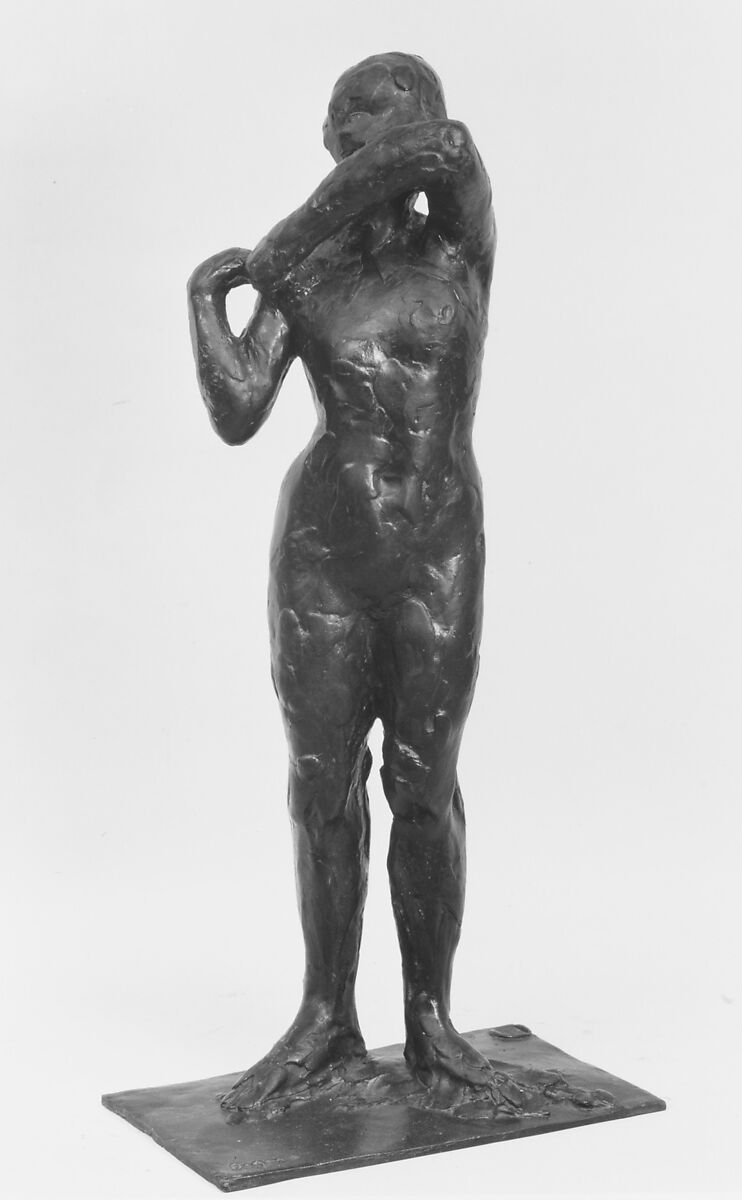 Dancer Adjusting the Shoulder Strap of Her Bodice, Edgar Degas (French, Paris 1834–1917 Paris), Bronze, French