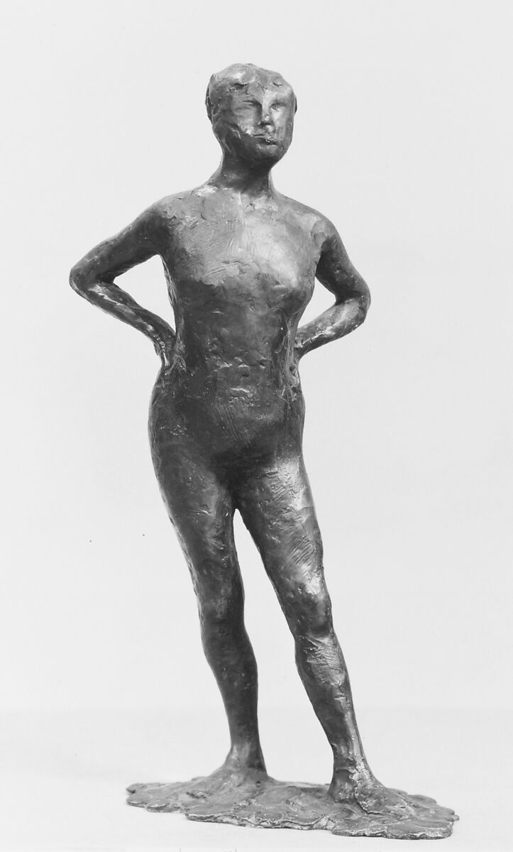 Dancer at Rest, Hands on Her Hips, Left Leg Forward, Edgar Degas (French, Paris 1834–1917 Paris), Bronze, French 