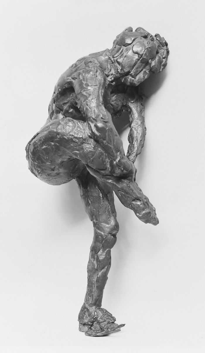 Dancer Putting on Her Stocking (First State), Edgar Degas (French, Paris 1834–1917 Paris), Bronze, French 