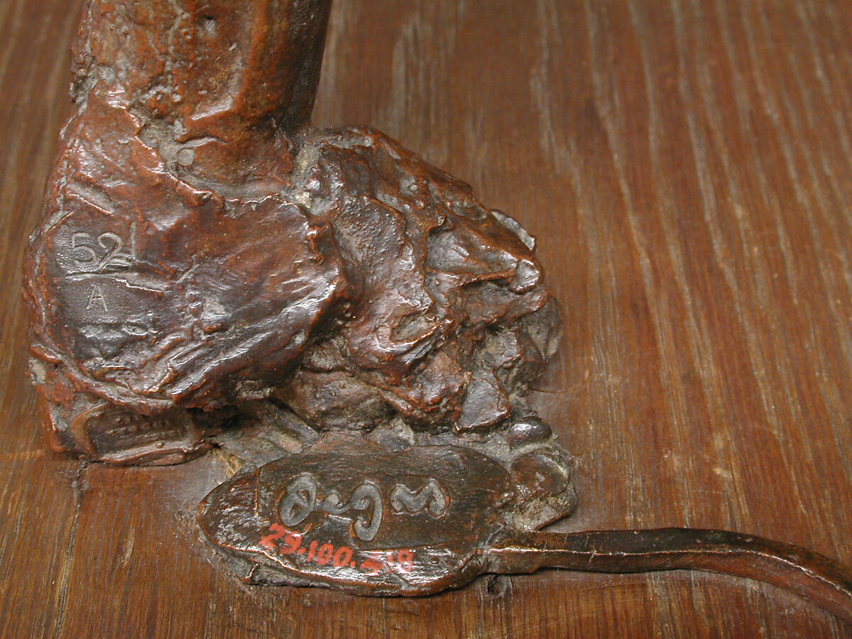 Dancer Putting on Her Stocking (First State), Edgar Degas (French, Paris 1834–1917 Paris), Bronze, French