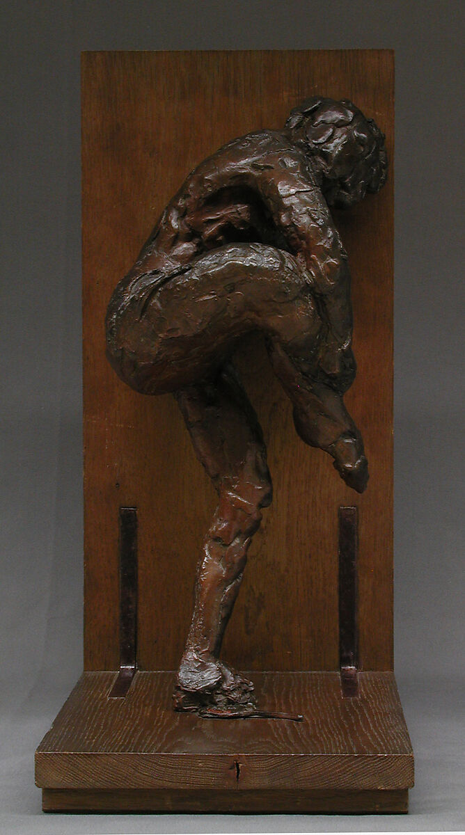 Dancer Putting on Her Stocking (First State), Edgar Degas (French, Paris 1834–1917 Paris), Bronze, French