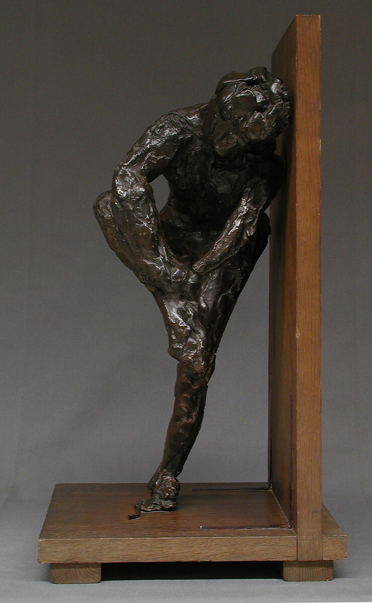 Dancer Putting on Her Stocking (First State), Edgar Degas (French, Paris 1834–1917 Paris), Bronze, French