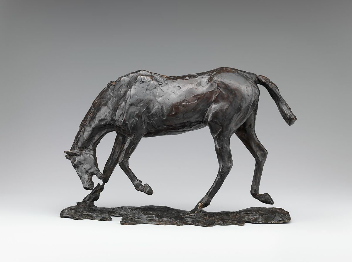 Horse with Head Lowered, Edgar Degas (French, Paris 1834–1917 Paris), Bronze, French 