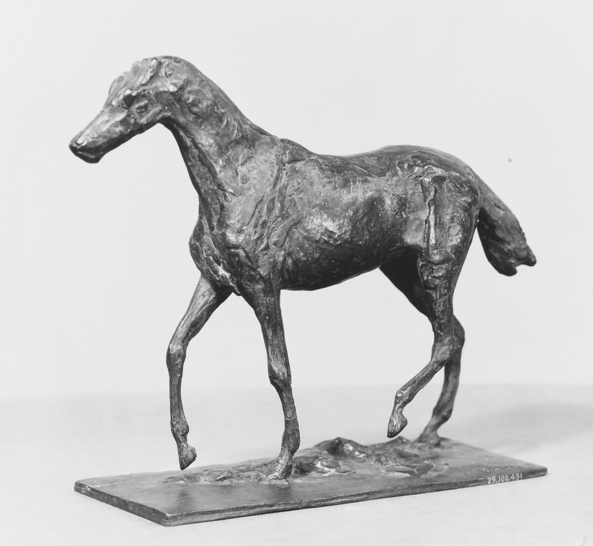 Horse Walking, Edgar Degas (French, Paris 1834–1917 Paris), Bronze, French 