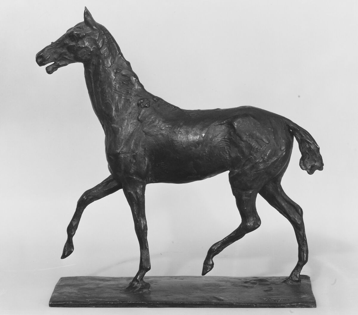 Horse Walking, Edgar Degas (French, Paris 1834–1917 Paris), Bronze, French 
