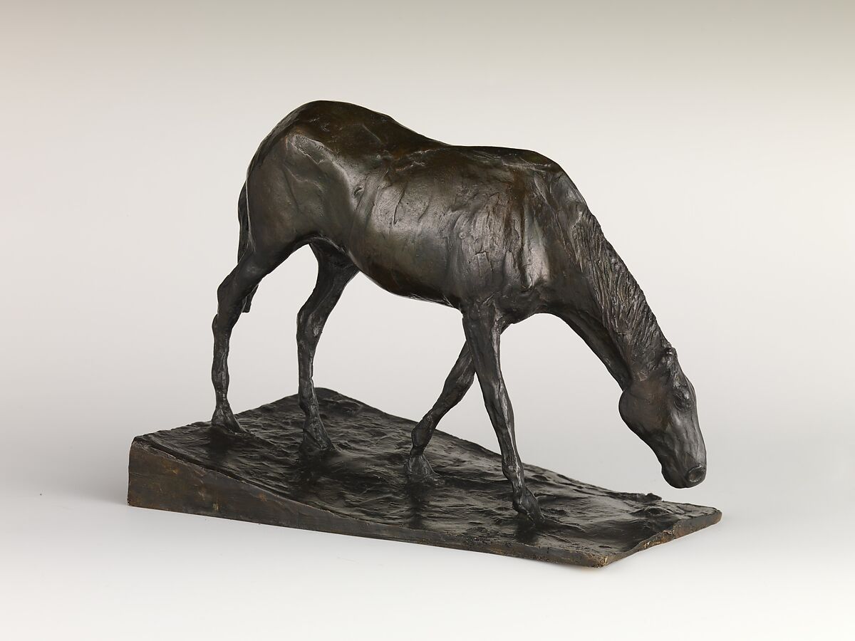 Horse at Trough, Edgar Degas (French, Paris 1834–1917 Paris), Bronze, French 