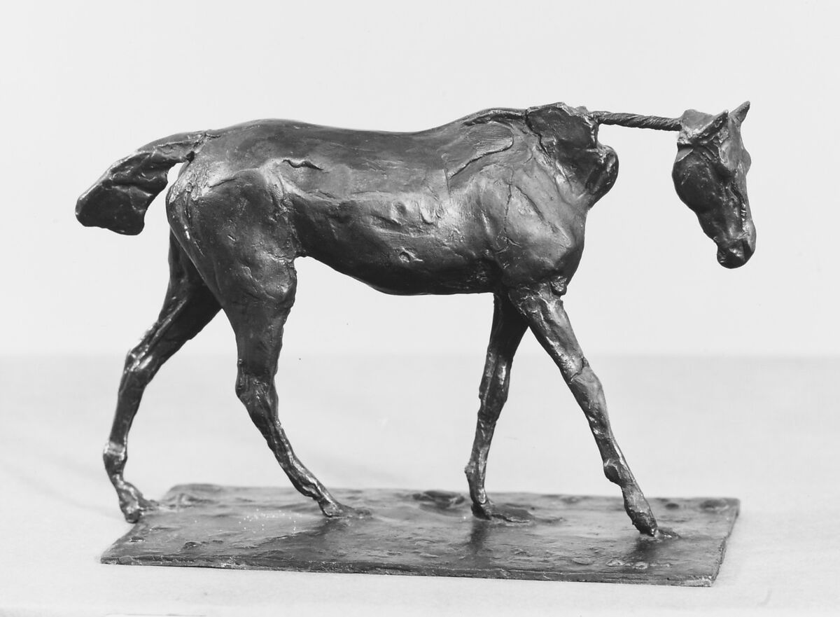 Thoroughbred Horse Walking, Edgar Degas (French, Paris 1834–1917 Paris), Bronze, French 