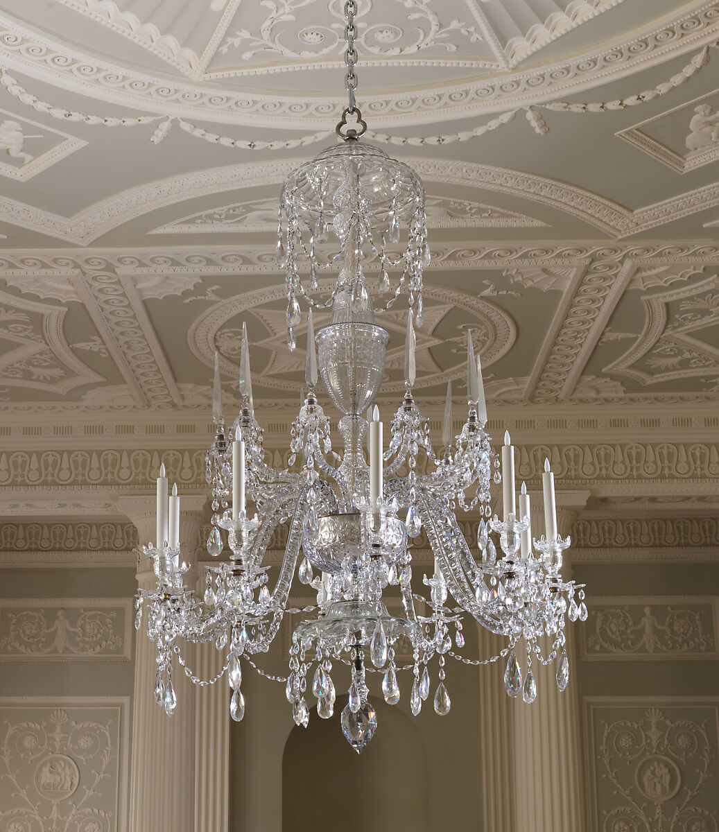 Chandelier, Glass, probably Irish or possibly British 