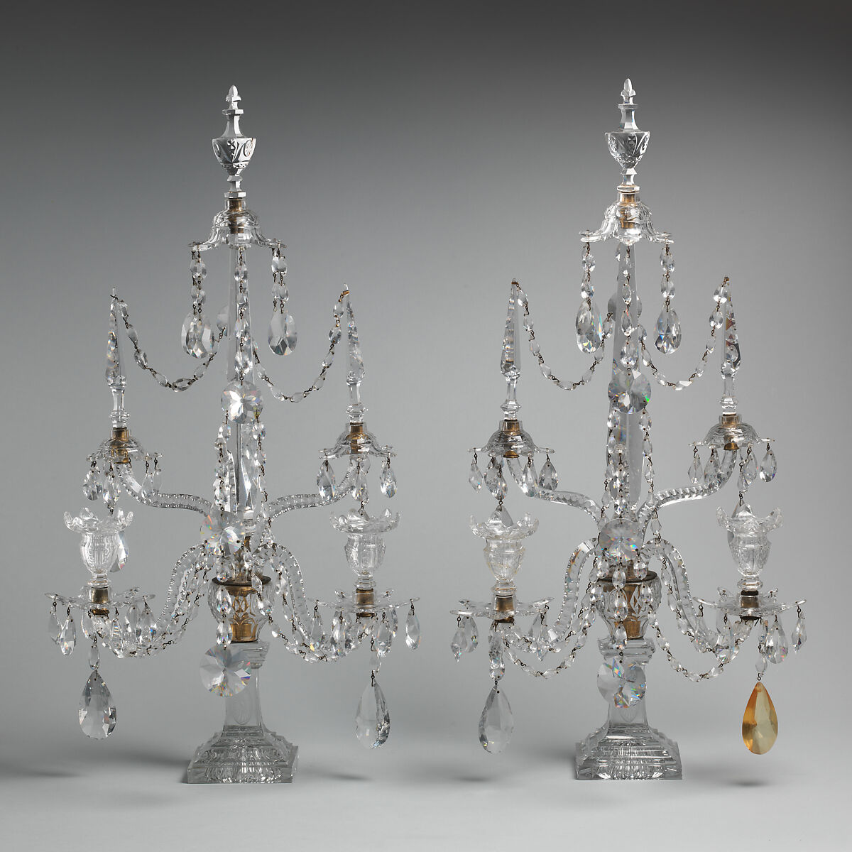 Candelabrum (one of a pair), Glass, British or Irish 