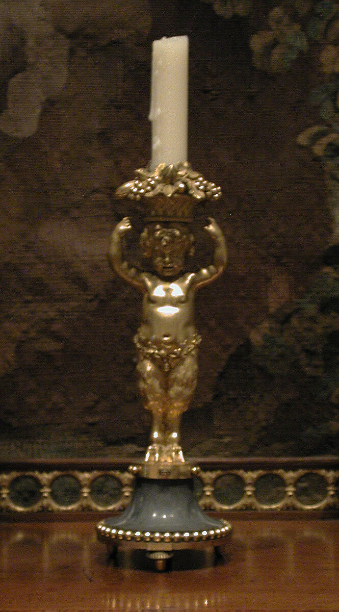 Pair of candlesticks, Gilt bronze, marble, French, Paris 