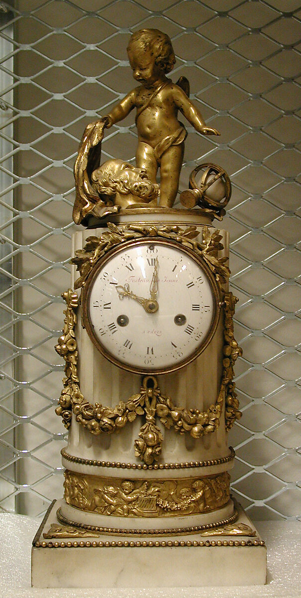 Clock, Clockmaker: Festau Le Jeune (probably Simon-François) (active 1776–81), Gilt bronze and marble, French, Paris 