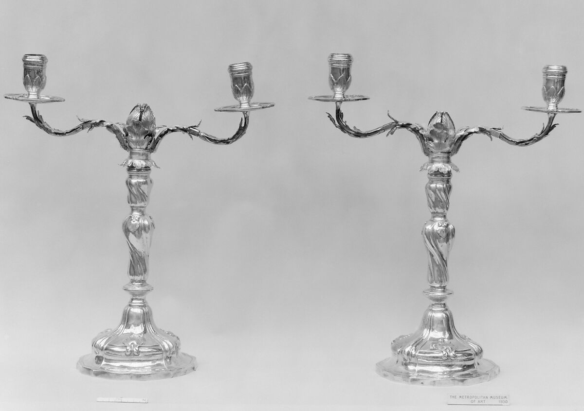 Candlestick (one of a pair), Silver, Italian, Genoa 