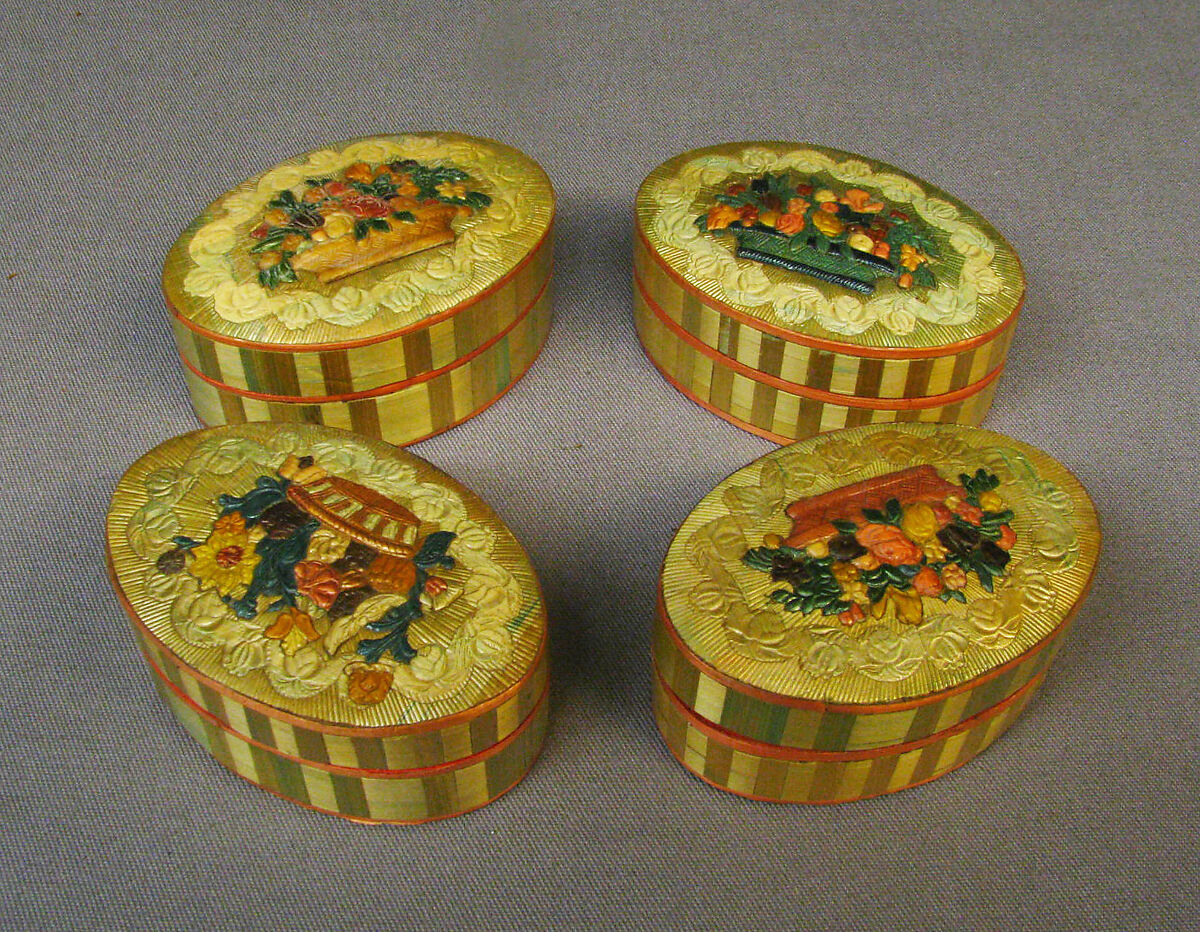 Toilet box, Profile head of Napoleon after an original by Jean-Pierre Droz (French, La Chaux-de-Fonds, Neuchâtel 1746–1823 Paris), Straw on wood, gilt bronze, French