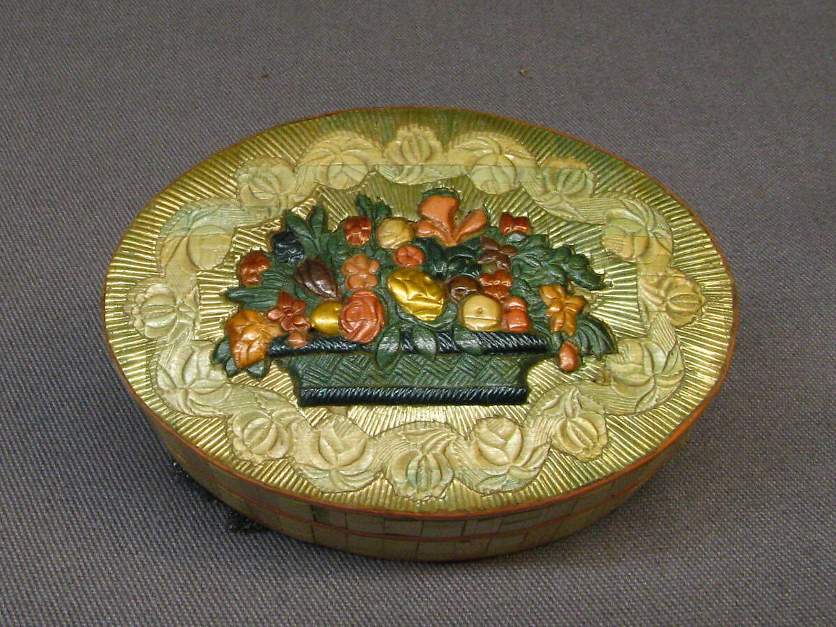 Toilet box, Profile head of Napoleon after an original by Jean-Pierre Droz (French, La Chaux-de-Fonds, Neuchâtel 1746–1823 Paris), Straw on wood, gilt bronze, French