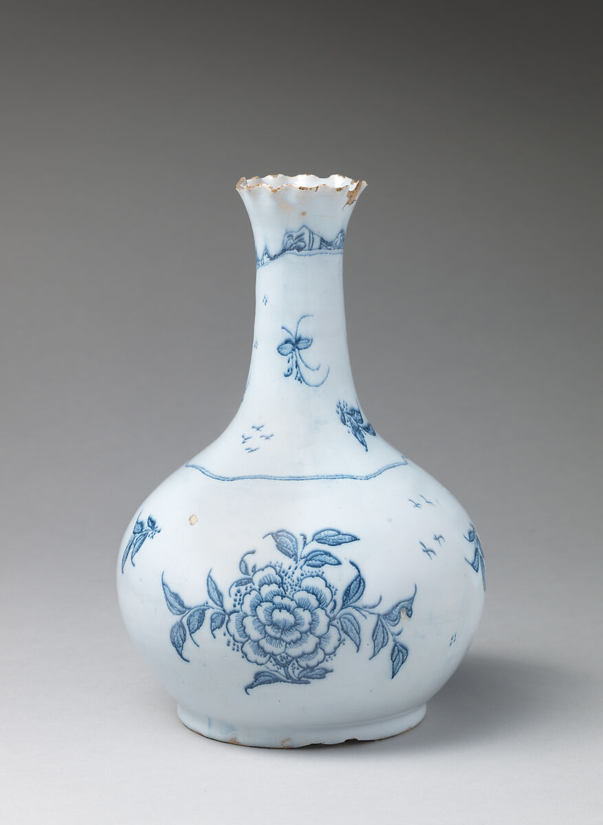 Wine bottle, Tin-glazed earthenware, British, Liverpool