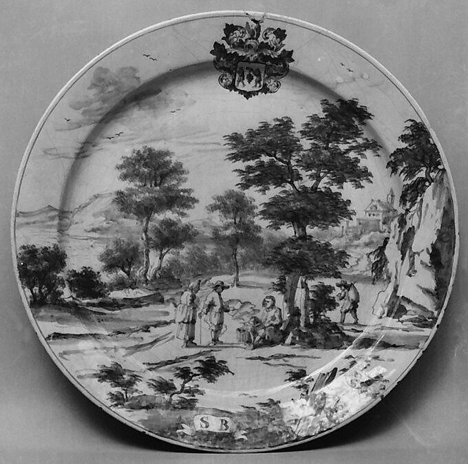 Plate, Dammas Hofdijck, Tin-glazed earthenware, Dutch, Delft 