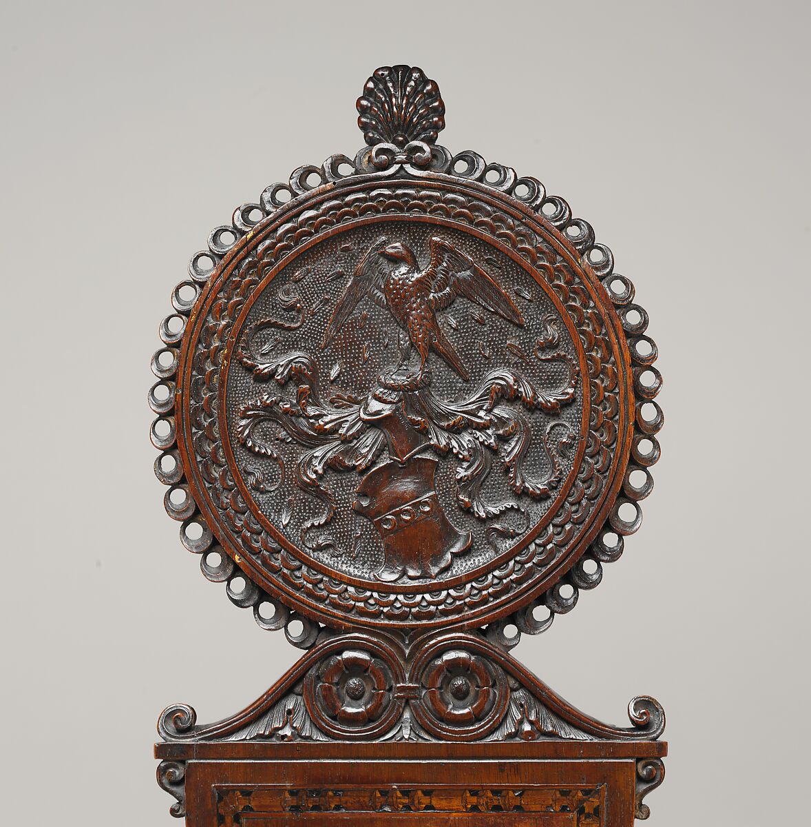 Chair (Sgabello), Attributed to the Workshop of Giuliano da Maiano (1432–1490) and Benedetto da Maiano (1442–1497), Walnut, maple, ebony; ebonized wood, and fruitwood; traces of gilding and red paint, Italian, Florence