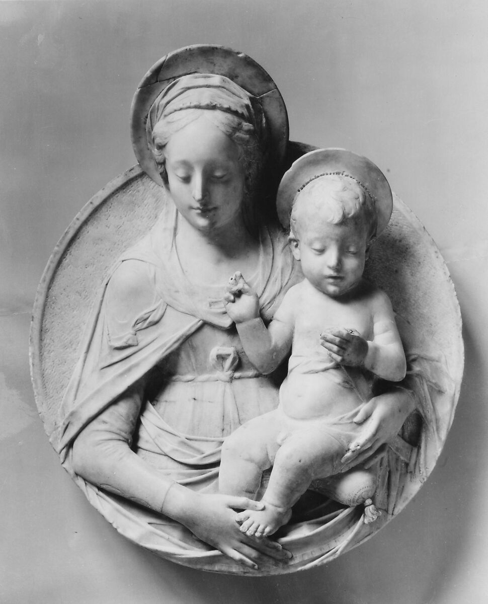 Virgin and Child, Imitator of Mino da Fiesole (Mino di Giovanni) (Italian, Papiano or Montemignaio 1429–1484 Florence), Marble, Italian, Florence 