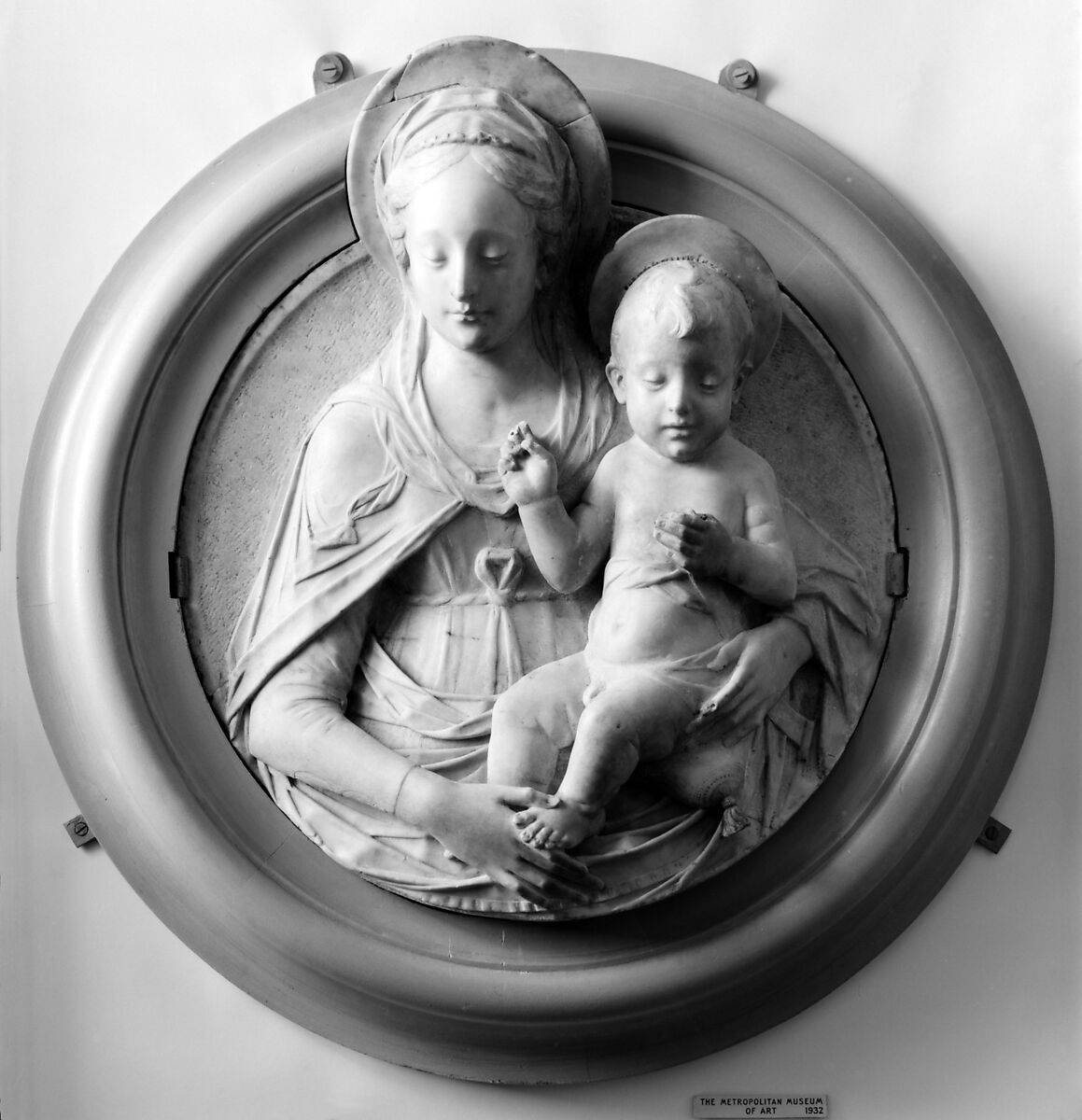 Virgin and Child, Imitator of Mino da Fiesole (Mino di Giovanni) (Italian, Papiano or Montemignaio 1429–1484 Florence), Marble, Italian, Florence