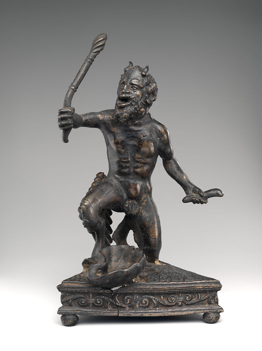 Kneeling Satyr, Manner of Andrea Briosco, called Riccio (Italian, Trent 1470–1532 Padua), Bronze, possibly Italian, Padua 