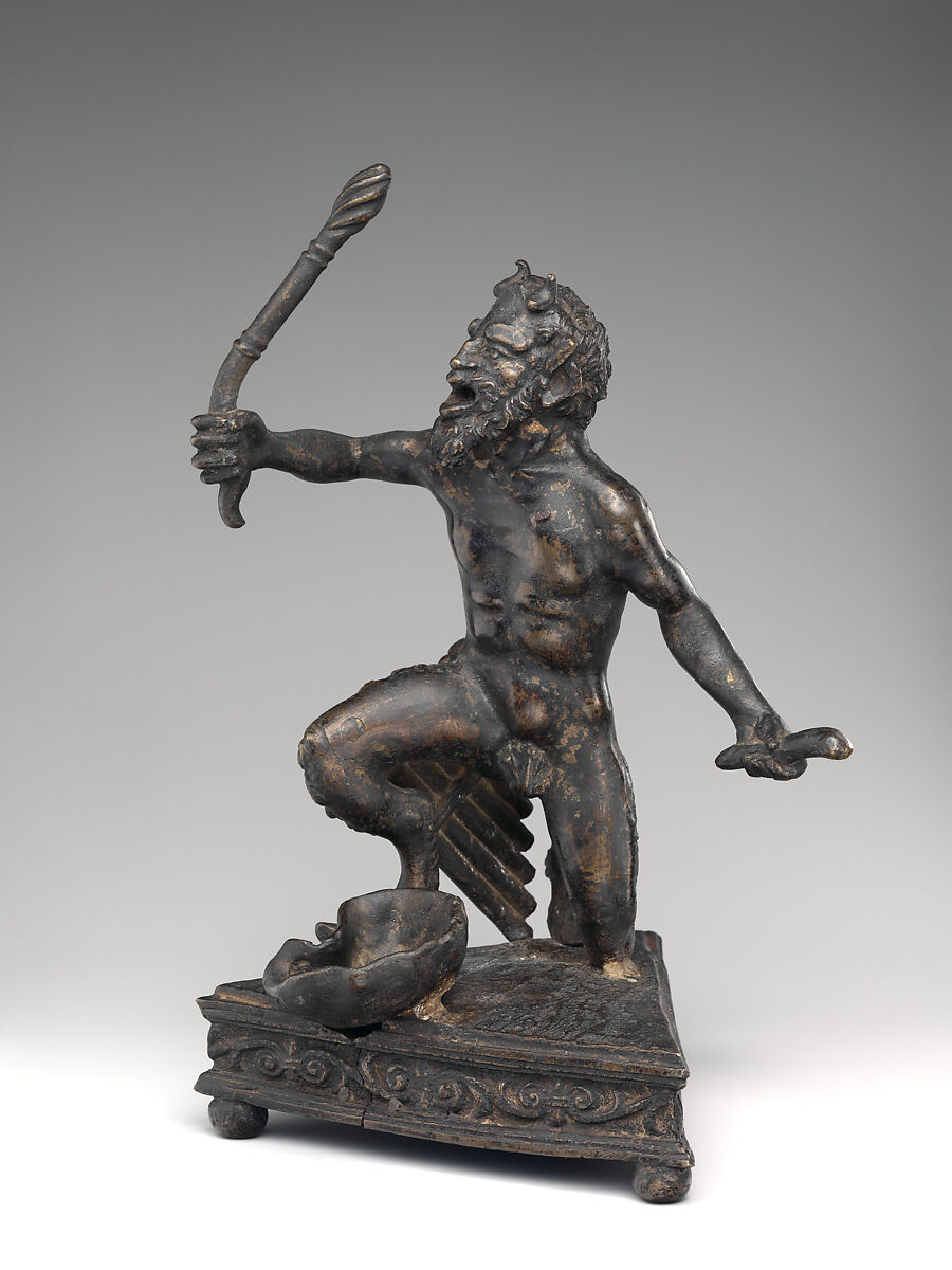 Kneeling Satyr, Manner of Andrea Briosco, called Riccio (Italian, Trent 1470–1532 Padua), Bronze, possibly Italian, Padua