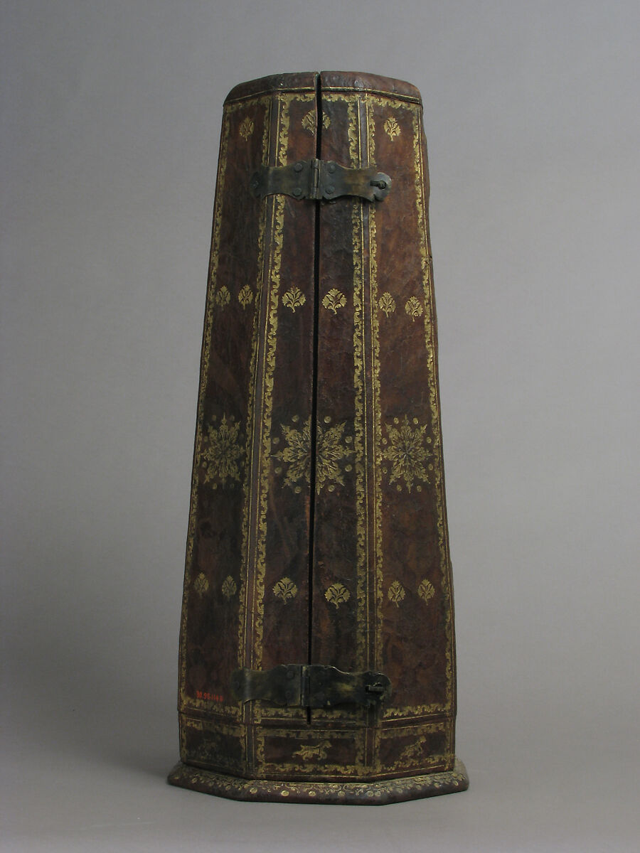 Case, Brown leather with gold tooled decoration, French 