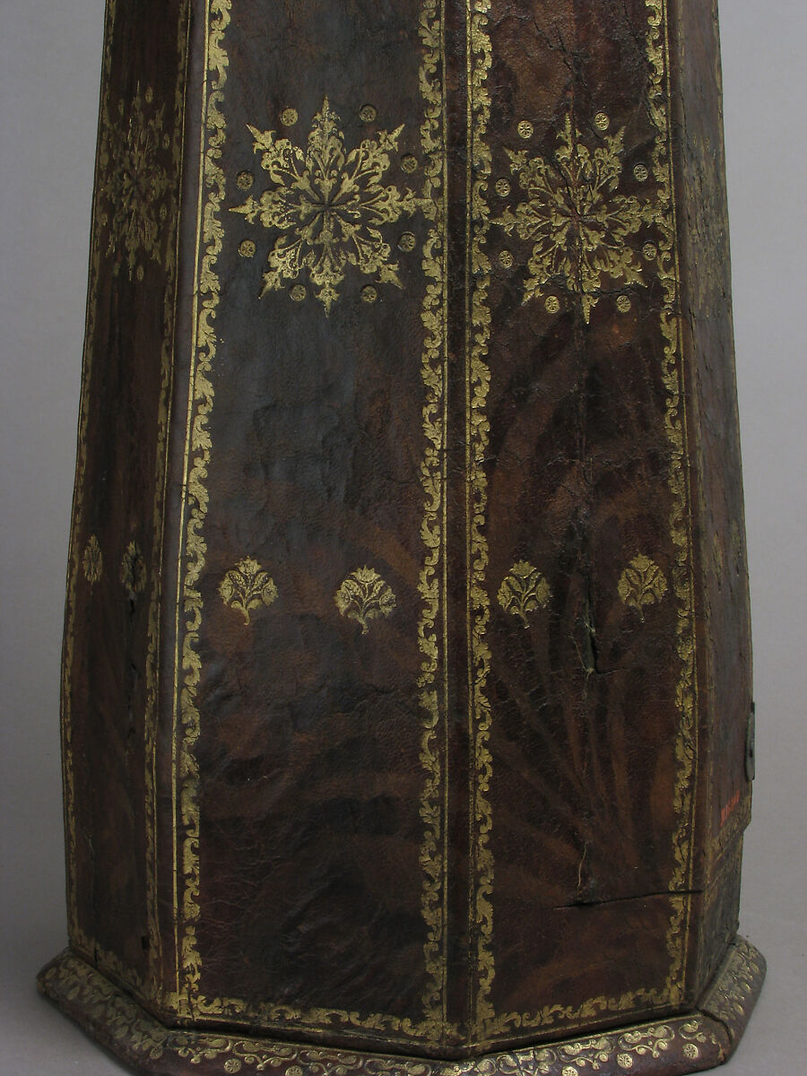 Case, Brown leather with gold tooled decoration, French