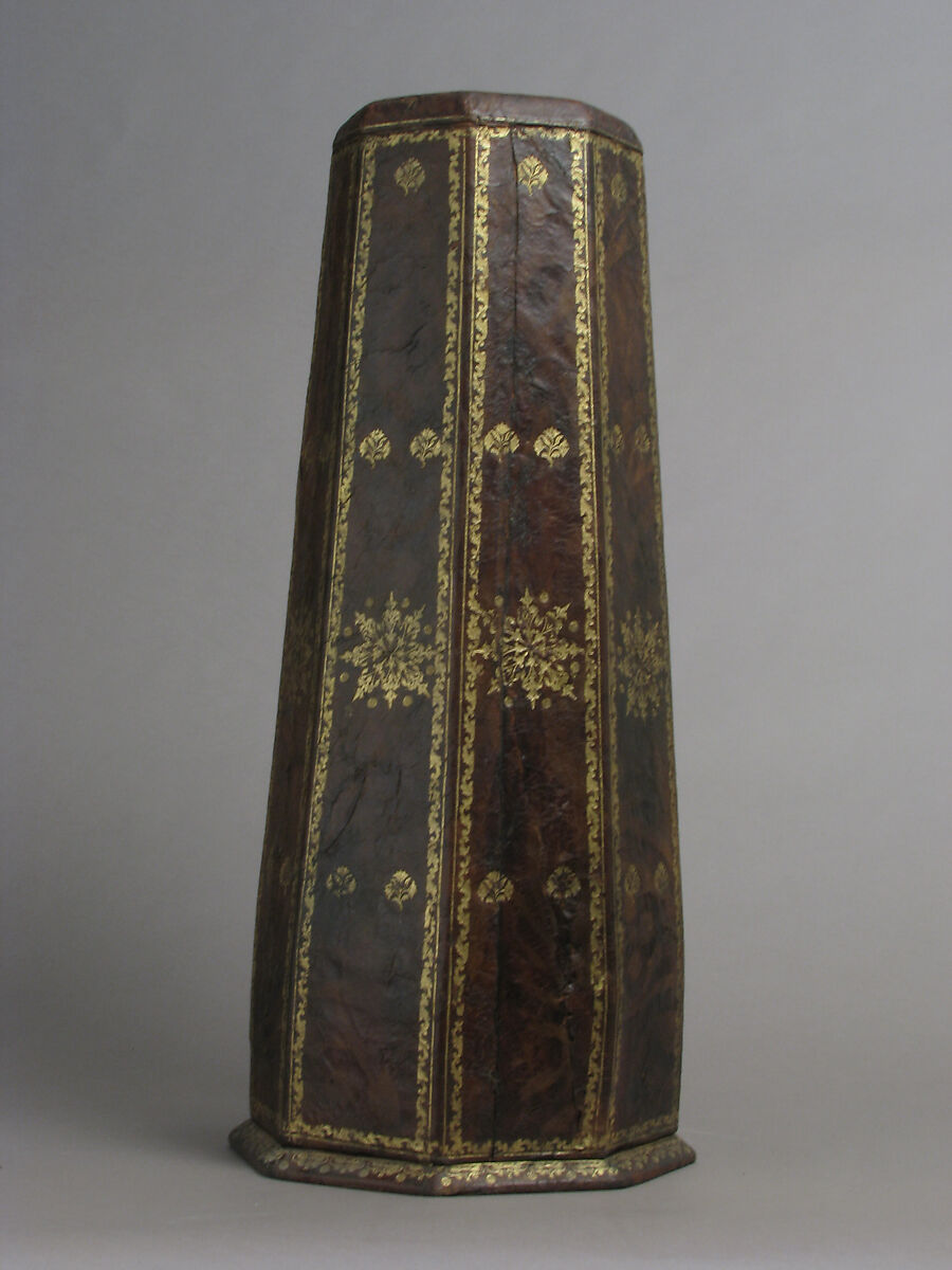 Case, Brown leather with gold tooled decoration, French
