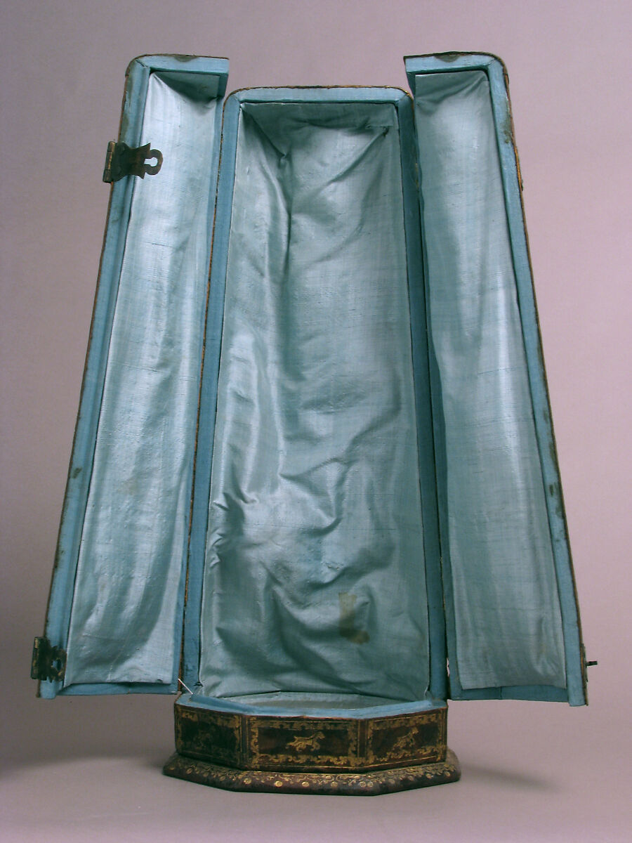 Case, Brown leather with gold tooled decoration, French