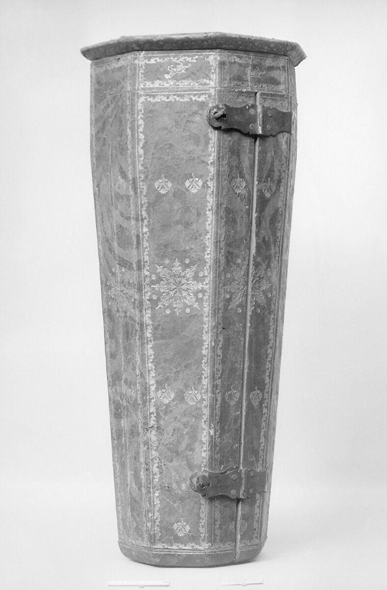 Case, Brown leather with gold tooled decoration, French