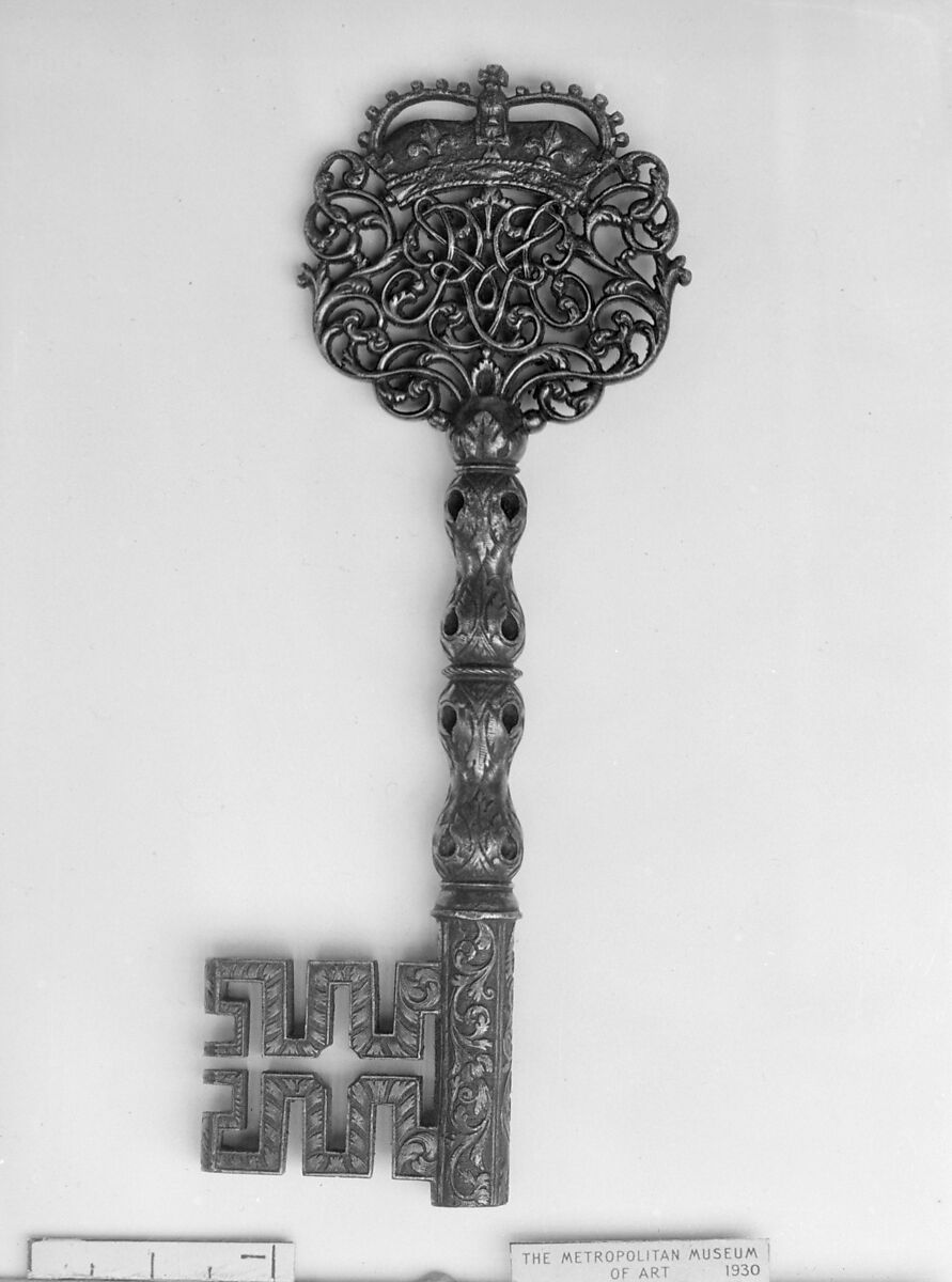 Chamberlain’s key with crowned cypher of Mary II (1662–1694), Steel, British 