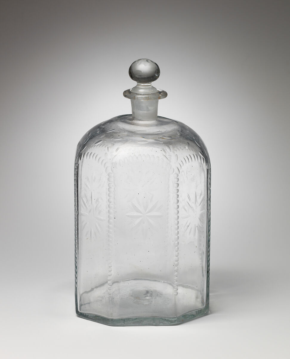 Bottle with stopper, Glass, Dutch