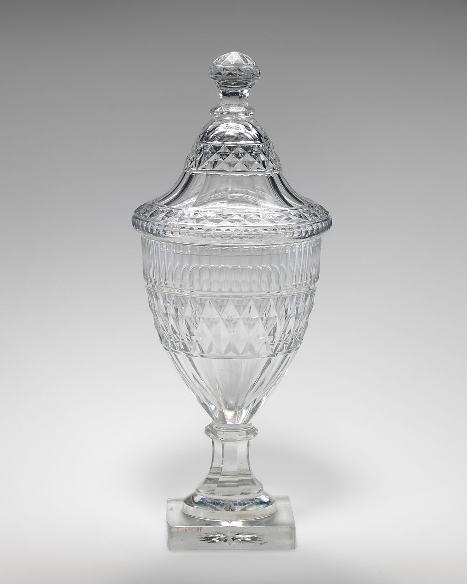 Urn with cover (one of a pair), Glass, French 