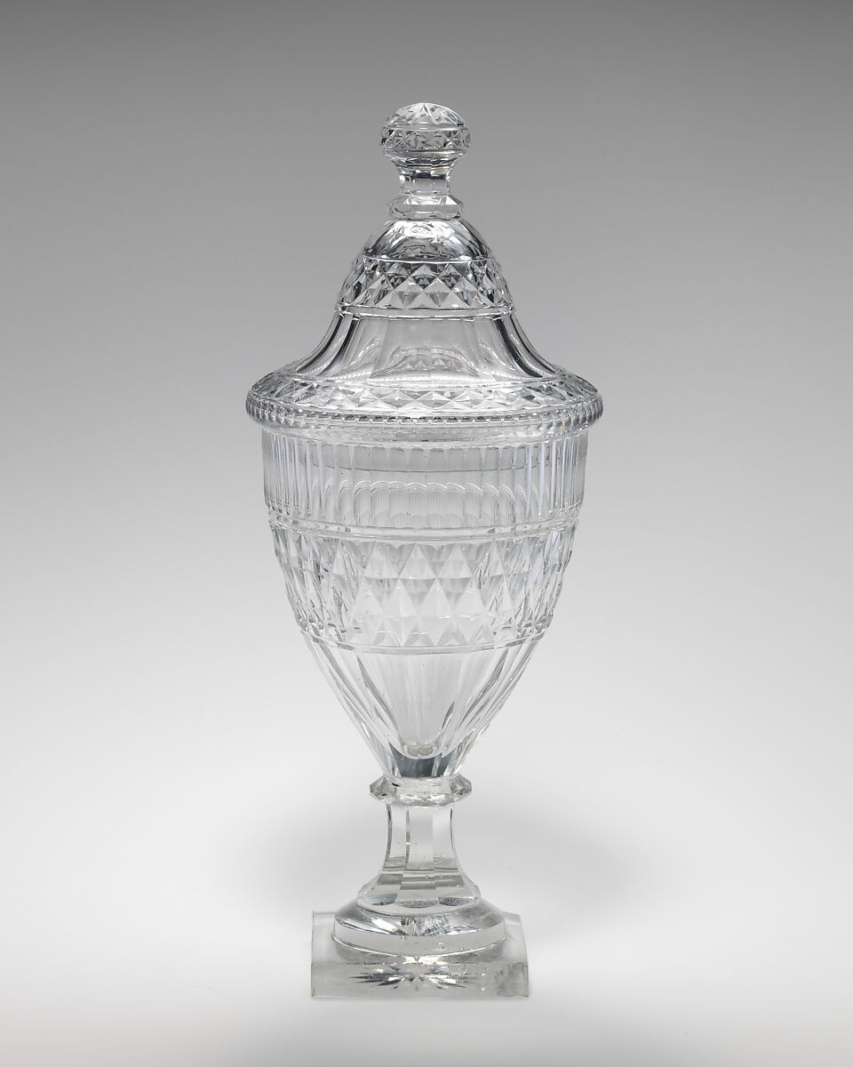 Urn with cover (one of a pair), Glass, French 