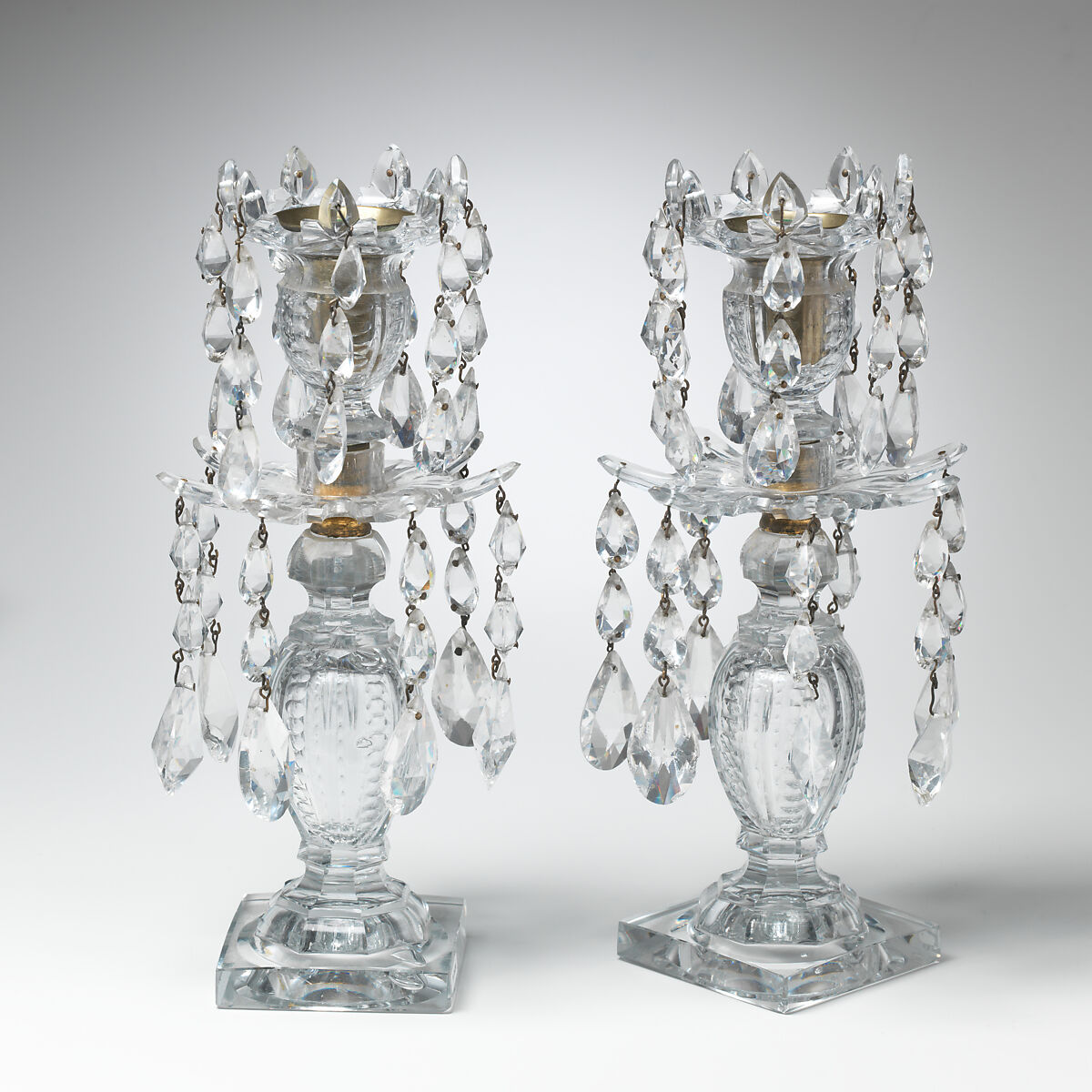 Candlestick (one of a pair), Glass, British or Irish