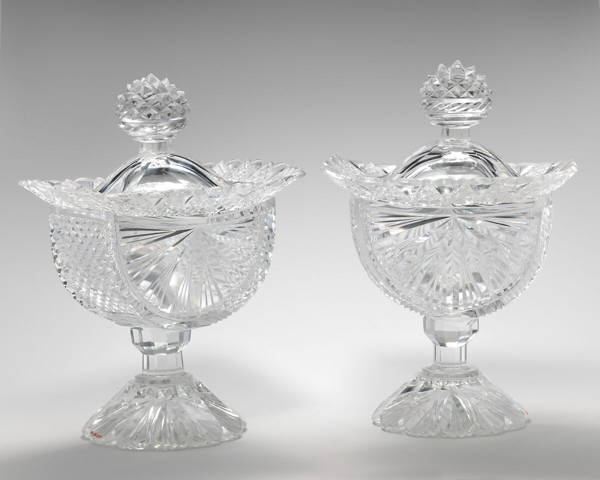 Bowl with cover (one of a pair), Glass, probably French