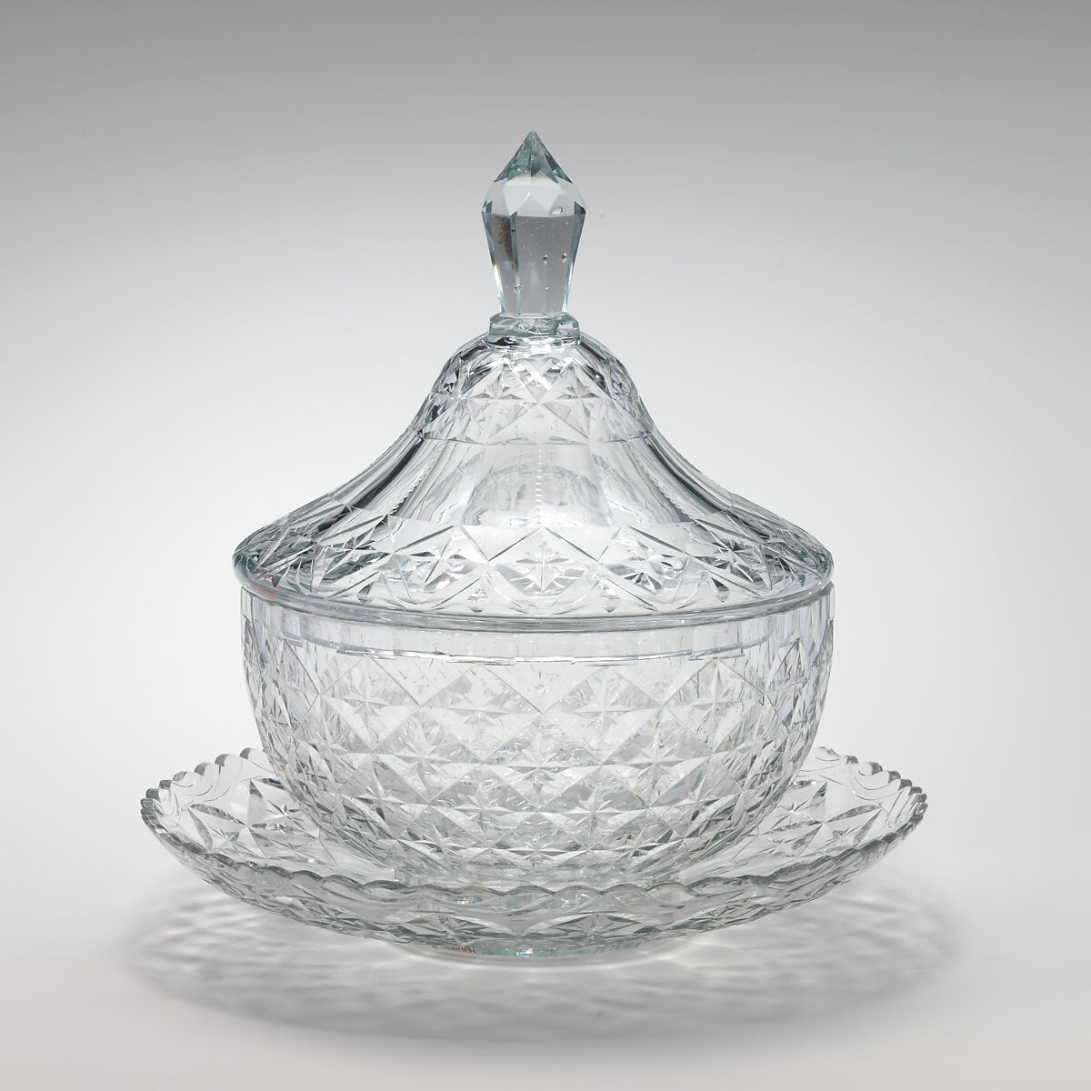 Bowl with cover and stand, Glass, Continental European 