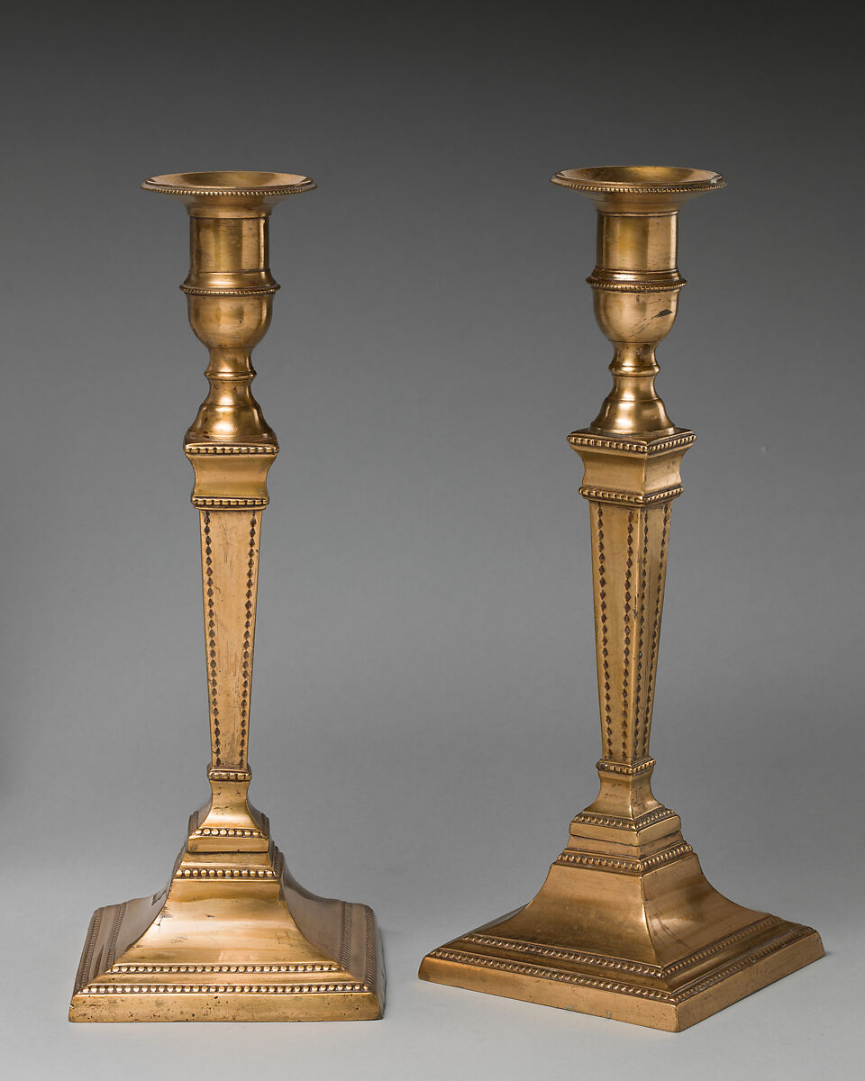 Pair of candlesticks, Brass, British