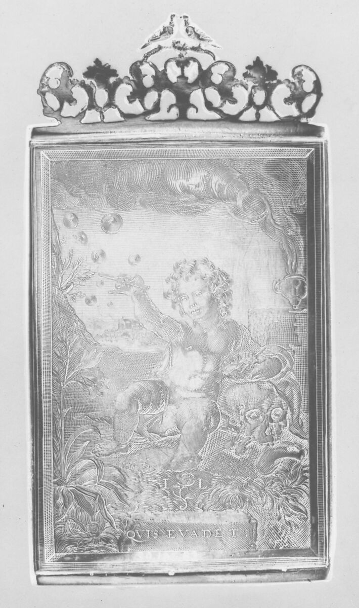 Mirror, Silver, glass, French frame with probably Italian glass