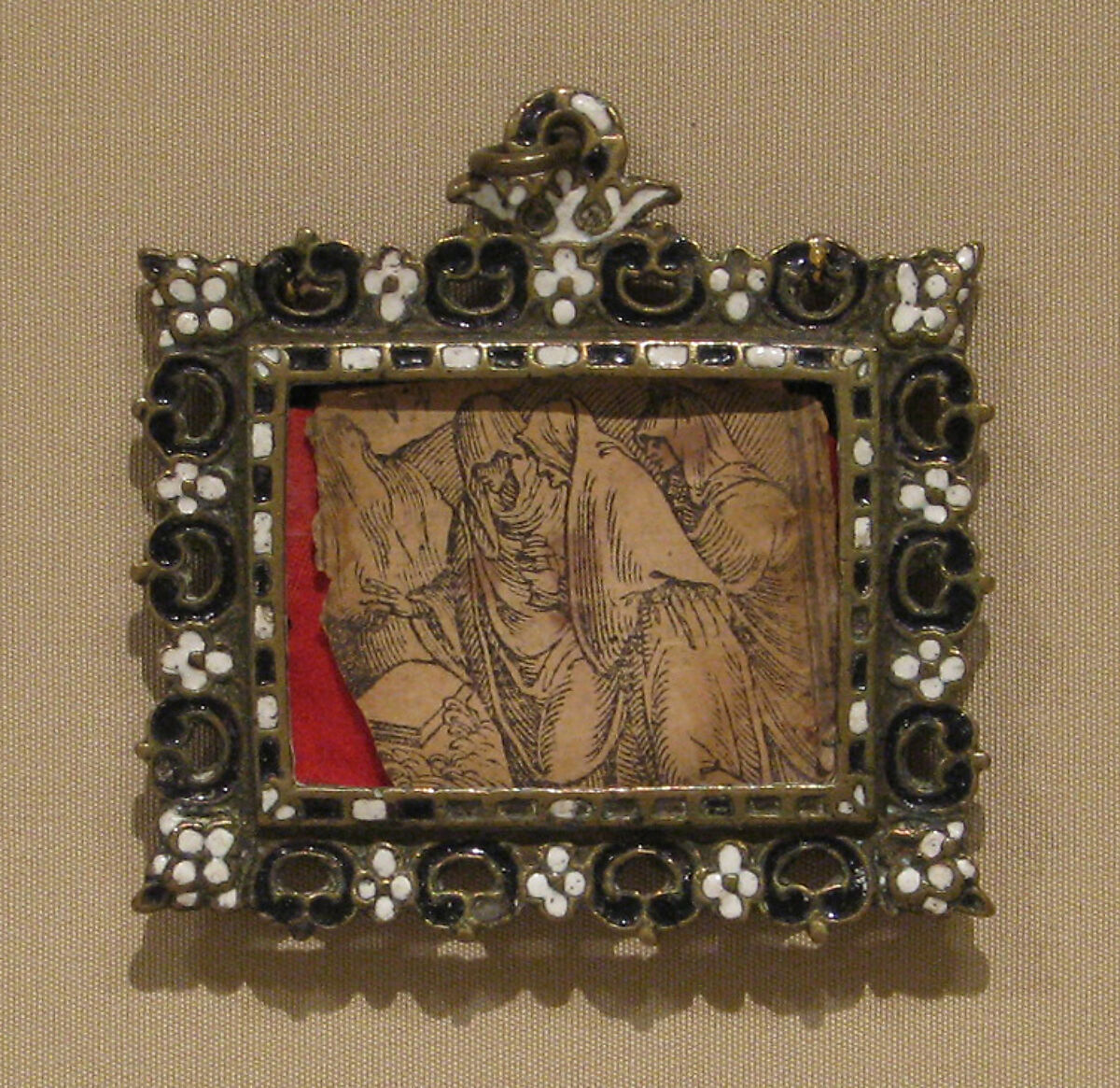Pilgrim's badge, Champlevé enamel on brass, partially gilded, Spanish, probably Toledo 