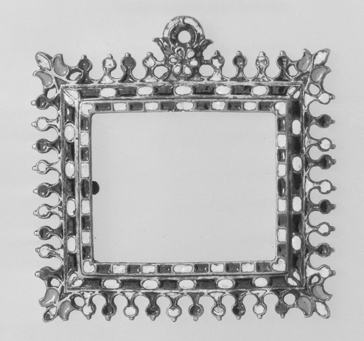 Frame, Champlevé enamel on brass, partly gilt, Spanish 