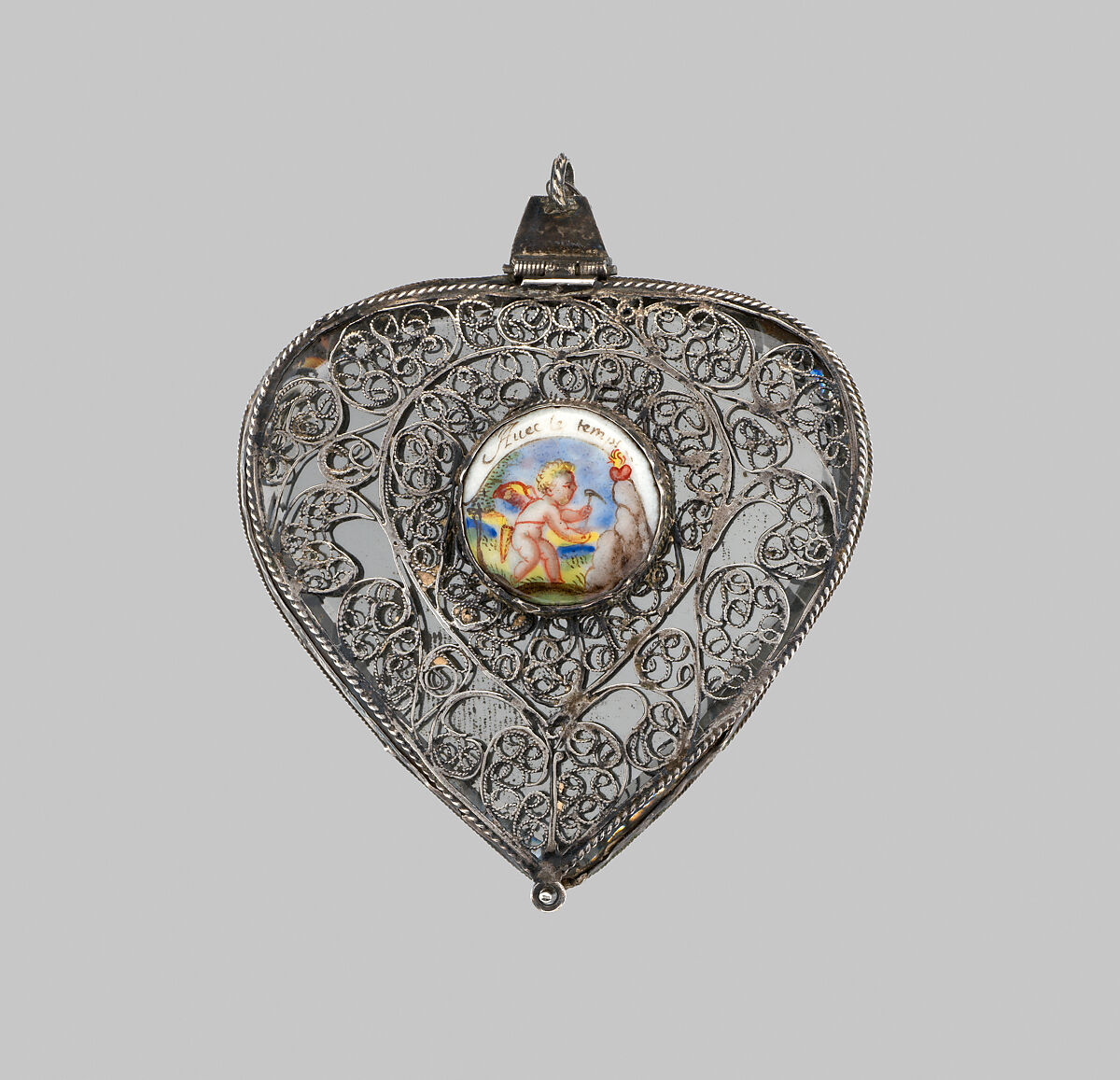 Mirror, Silver, enamel, possibly French 