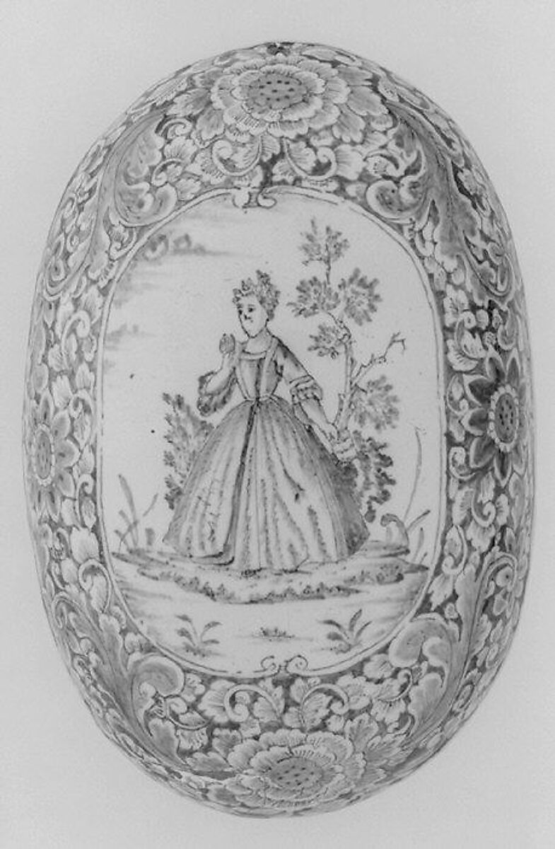 Brush back, Faience (tin-glazed earthenware), Dutch 