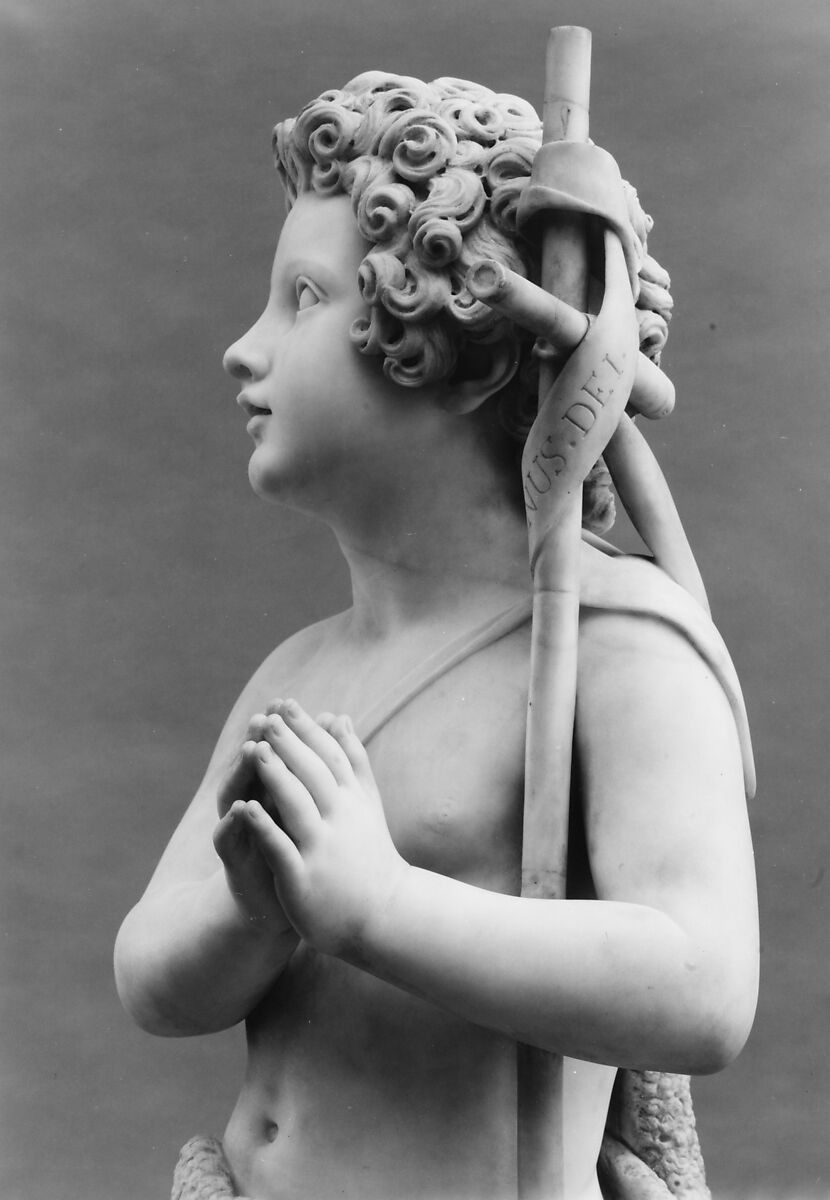 The Young St. John the Baptist, Luigi Bienaimé (Italian, Carrara 1795–1878 Rome), Marble, Italian, Rome