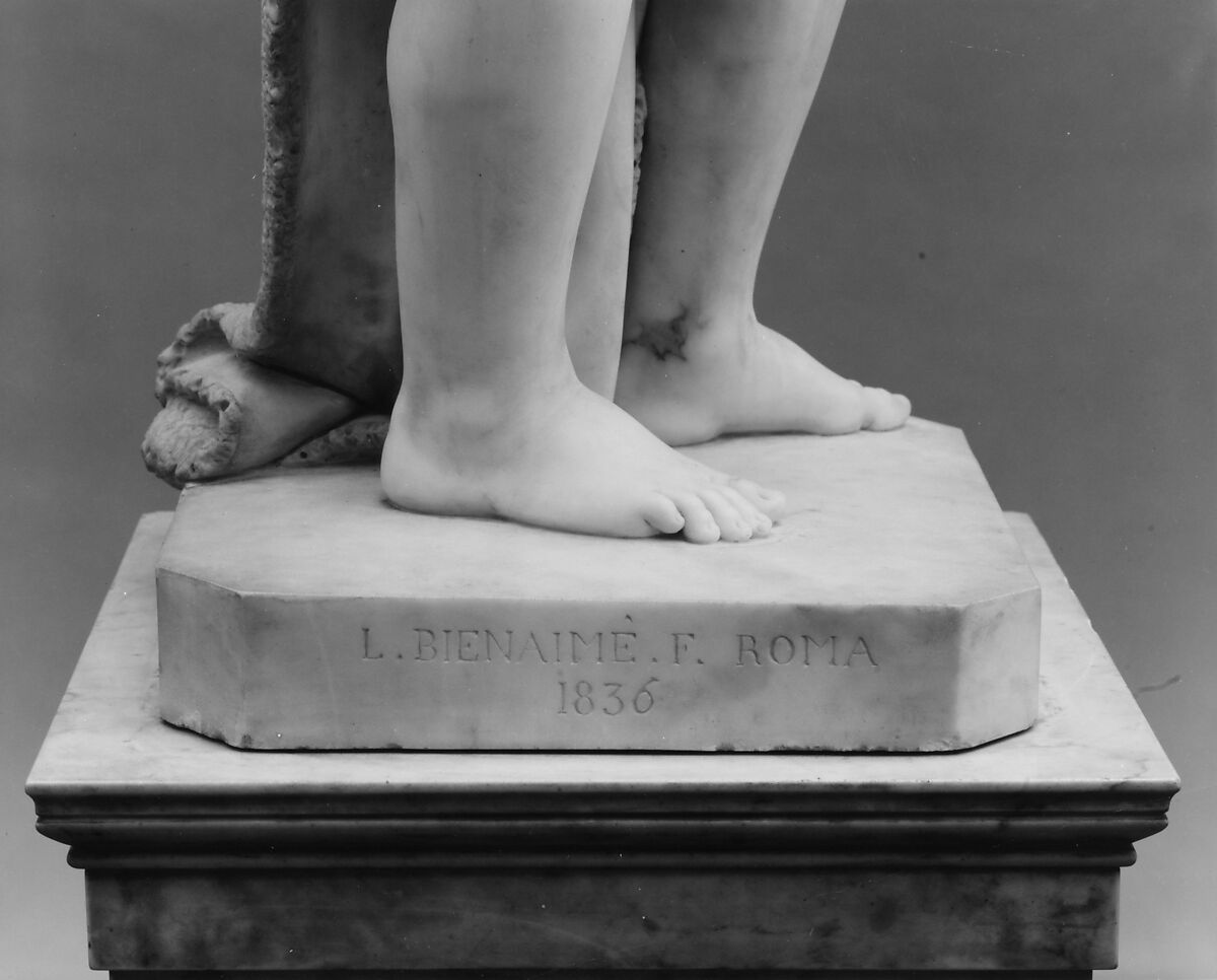 The Young St. John the Baptist, Luigi Bienaimé (Italian, Carrara 1795–1878 Rome), Marble, Italian, Rome
