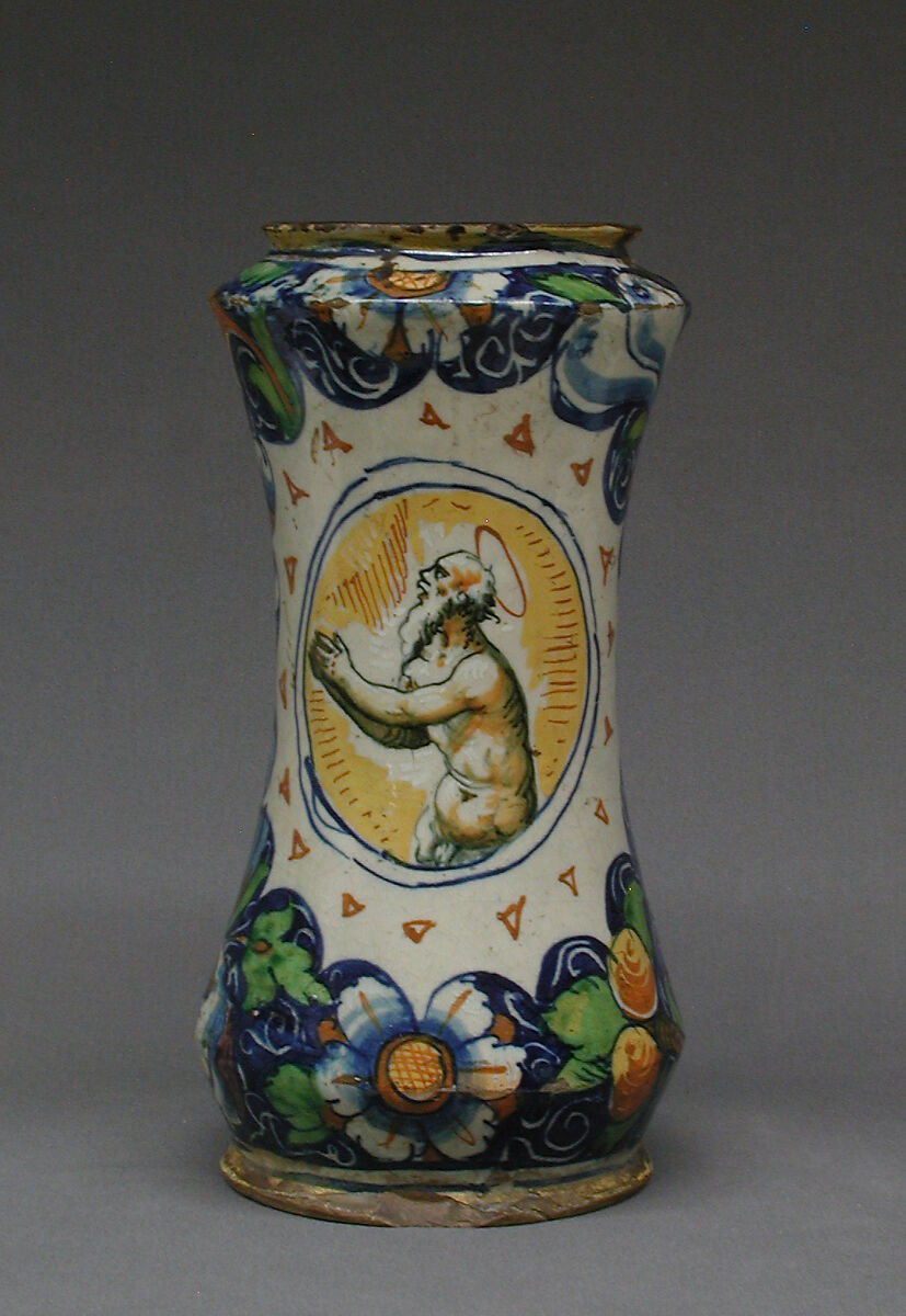 Albarello, Maiolica (tin-glazed earthenware), Italian, Venice 