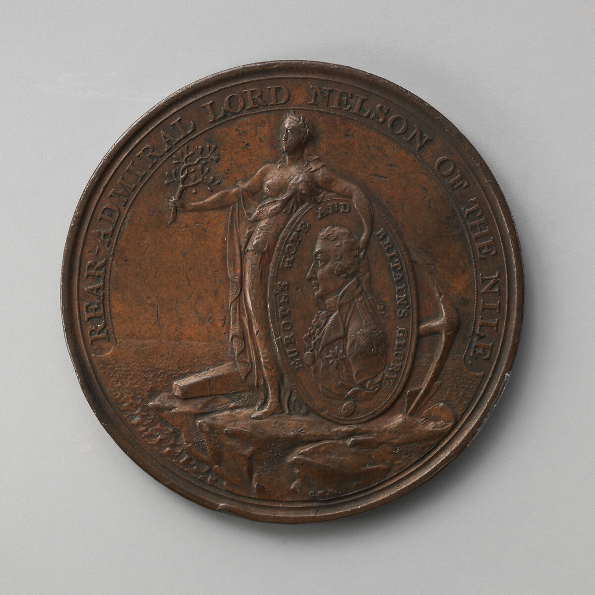 Commemorating Lord Nelson's Victory of the Nile in 1798, Medalist: Conrad Heinrich Küchler (German, ca. 1763–1821), Bronze, possibly British 