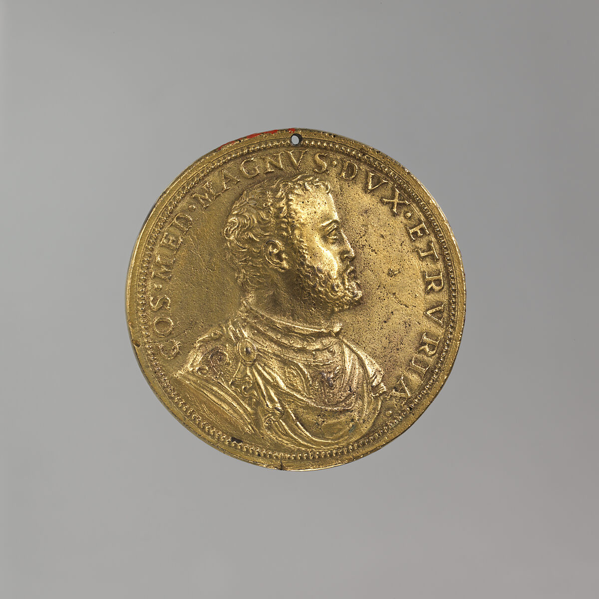 Cosimo I of Tuscany, Medalist: Domenico di Polo, Gilt metal, Italian 