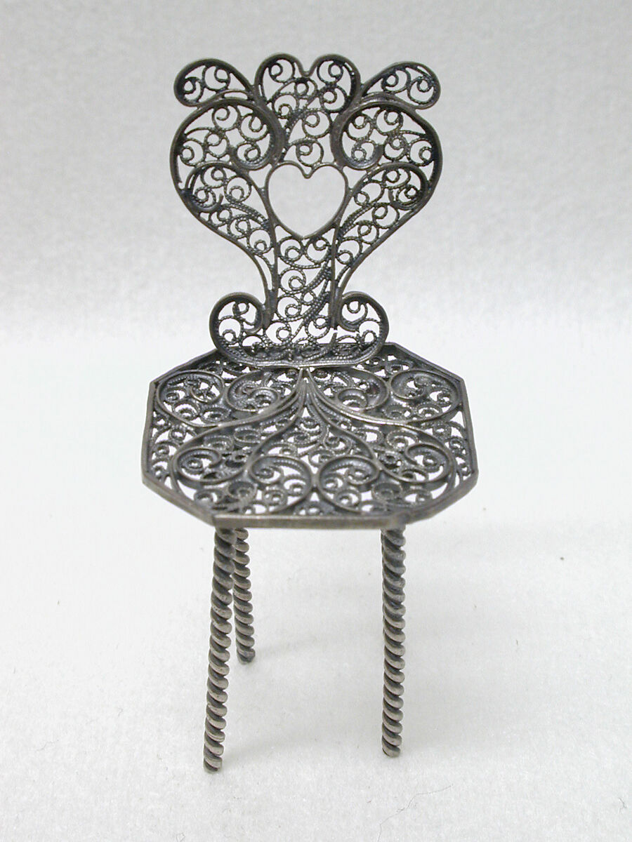 Miniature chair (one of three) (part of a set), Silver, Southern German 